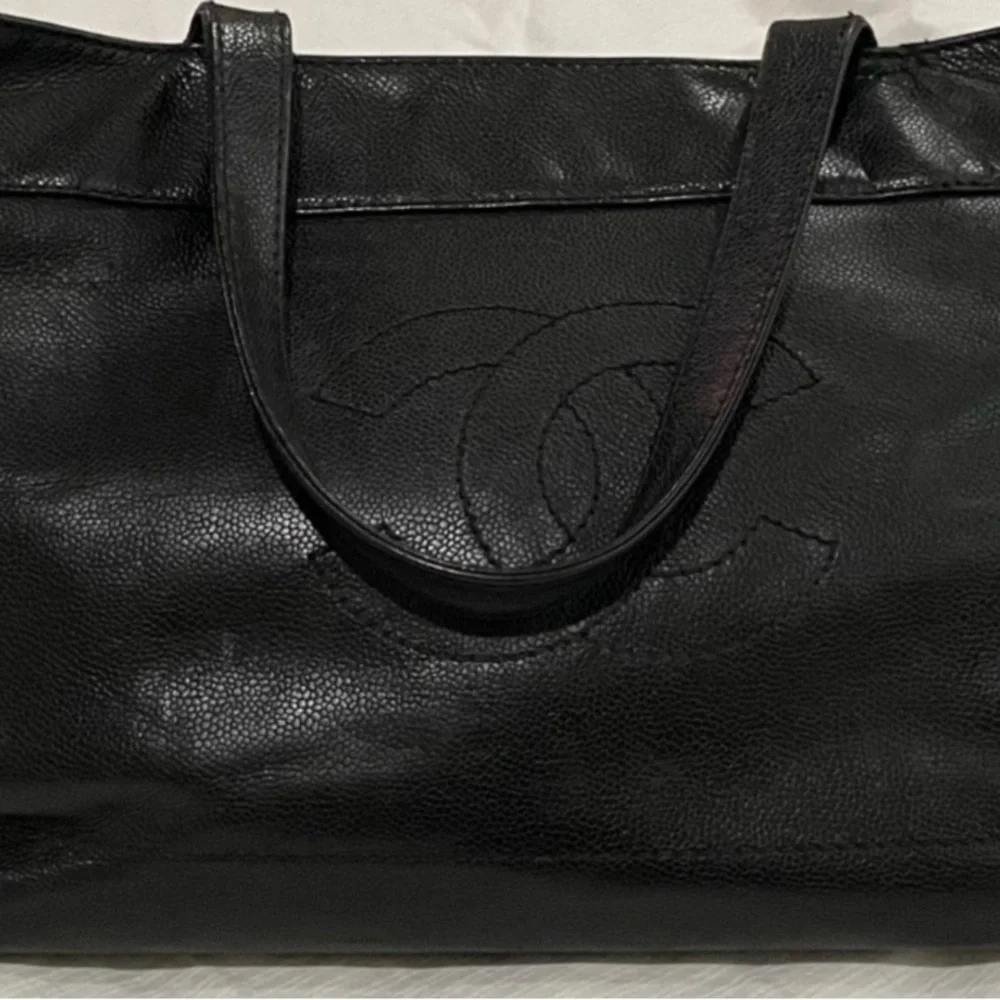 Chanel Coco Mark Black Caviar Leather Tote (Pre-Owned-good condition)